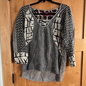 Burning Torch Black and Cream Blouse